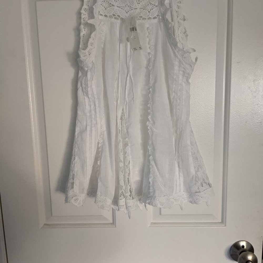 Anthropologie white Lace Swing Top